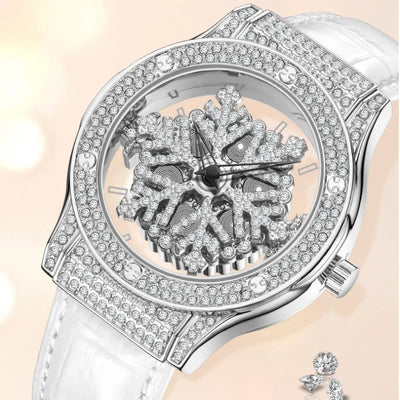 Snowflake Dial Leather Watch - Luxe Ladies Moda