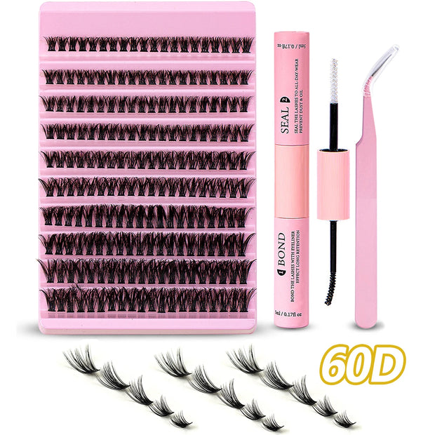 DIY Eyelash Extension Kit 200pcs Individual Lashes Cluster D Curl, 8-16mm Mix Lash Clusters with Lash Tweezers - Luxe Ladies Moda