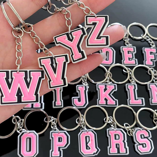 Cute Cartoon Pink Alphabet Keychains | A-Z Letter Keyrings for Personalized Style" - Luxe Ladies Moda