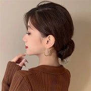 Silver Needle Geometric Oval Hoop Earrings - Luxe Ladies Moda