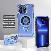New Strong Magsafe Magnetic Ring Stand for iPhone 16 15 14 13 11 12 Pro Max Plus Military Shockproof Slim Plating Clear Cover - Luxe Ladies Moda