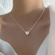 New 925 Sterling Silver Girls Hammer pattern Love Necklace Simple Heart shaped Pendant Women's Gift Boutique Jewelry NK153 - Luxe Ladies Moda