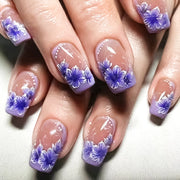 24pcs French False Nails Pink Flowers Short Coffin Fake Nail Tips for Girl Wearable Sweet Korean Simple Nude Pink Press on Nails - Luxe Ladies Moda