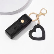Solid Color Portable Lipstick Bags Wallet Keychain Mini Storage Bag For Women Lipsticks Protective Cover With Mini Makeup Mirror - Luxe Ladies Moda