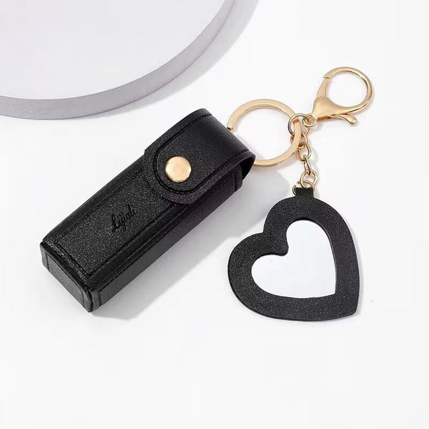 Solid Color Portable Lipstick Bags Wallet Keychain Mini Storage Bag For Women Lipsticks Protective Cover With Mini Makeup Mirror - Luxe Ladies Moda