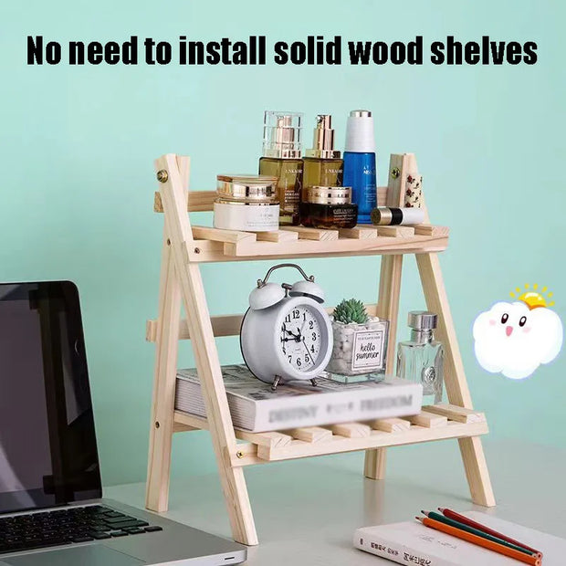Office minimalist desktop storage rack dormitory desk storage and organization rack double-layer wooden table top storage rack - Luxe Ladies Moda