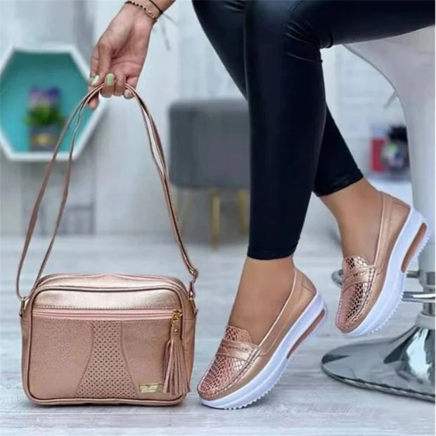 Plus Size 43 Casual Flat Shoes of Women 2024 Fashion Round Toe Low Top Wedge Platform Sneakers Comfort Non Slip Women Loafers - Luxe Ladies Moda