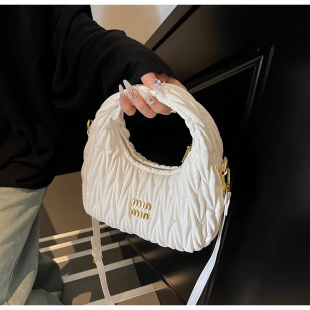 Chic Solid Color Crossbody Bag – Textured Leather Handbag with Adjustable Strap