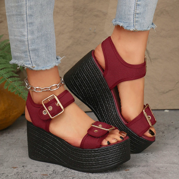 Women’s Super High Heel Peep Toe Muffin Sandals – Thick Sole Summer Platform Sandals - Luxe Ladies Moda