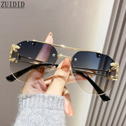 Rimless Sunglasses Women Trendy Luxe Fashion Sunglasses Vintage Glasses - Luxe Ladies Moda