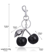 Delicious Crystal Red Pink Cherry Keychain Summer Fruits Cherries Pendant Keyring For Women Men Jewelry Bag Key Accessories