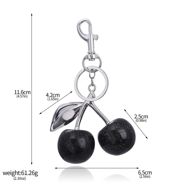 Delicious Crystal Red Pink Cherry Keychain Summer Fruits Cherries Pendant Keyring For Women Men Jewelry Bag Key Accessories