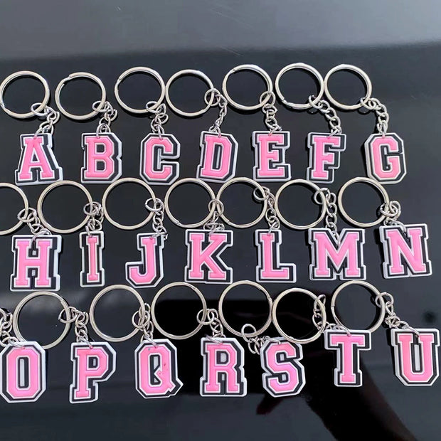 Cute Cartoon Pink Alphabet Keychains | A-Z Letter Keyrings for Personalized Style" - Luxe Ladies Moda
