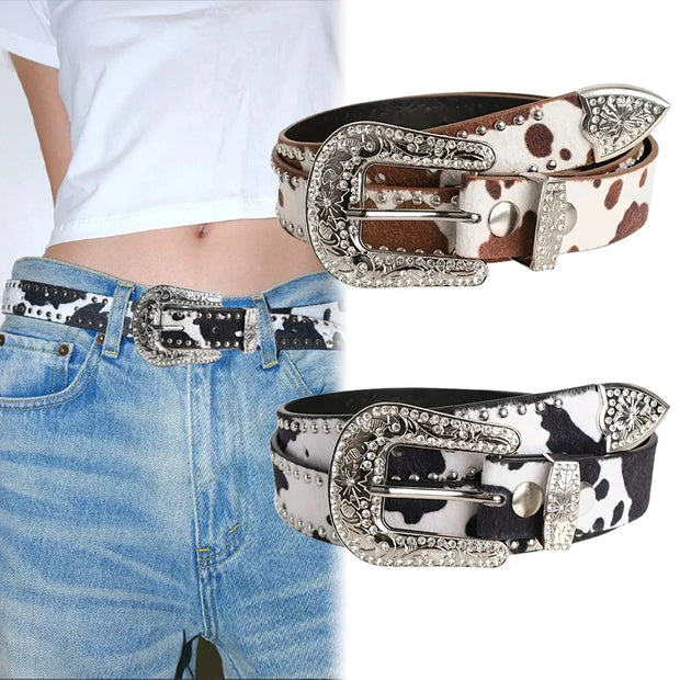 Women's Retro Casual Trend Carved Buckle Belt For Women Men,Punk Style Rivet Y2k Belt - Luxe Ladies Moda