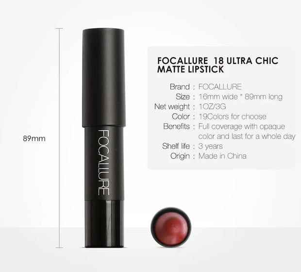 Matte Lipstick 19 Colors Waterproof Matte Lipsticks Soft Texture Lip Stick Cosmetic Sext Red Nude Lip Makeup Batom