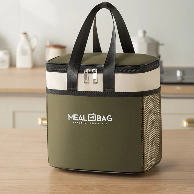 Portable lunch bag food insulated box Waterproof shoulder strap insulated box, hand-held lunch box bag, fresh aluminum DH - Luxe Ladies Moda