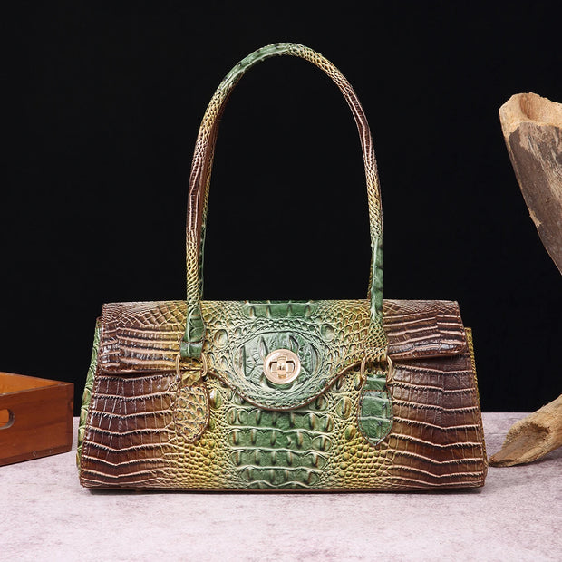 Multicolor Crocodile Pattern Fashion Handheld Stick Bag Large Capacity One Shoulder Underarm Bag Women's Luxury Handbag - Luxe Ladies Moda