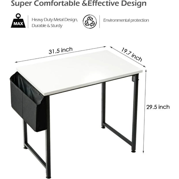 Small Computer Desk White Writing Table for Home Office Small Spaces 31 Inch Modern Student Study Laptop PC Writing Desks - Luxe Ladies Moda