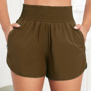 Women Side Zippered Pocket With Inner Lining Shorts Quick Drying Running Fitness Yoga Leisure Sport Shorts - Luxe Ladies Moda