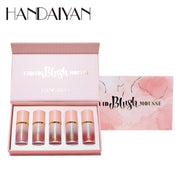 Liquid Blush Set with Sponge Tip Easy to Wear High Pigment Long Lasting Makeup Blusher For Cheek And Lip Gift Box Kit - Luxe Ladies Moda