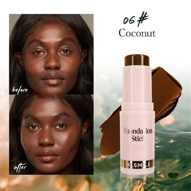 Facial Stick Foundation Full Coverage Dark Skin Foundation Makeup Lasting Oil-control Concealer Base Cream Matte Natural Primer - Luxe Ladies Moda
