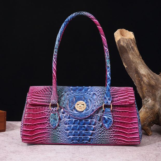 Multicolor Crocodile Pattern Fashion Handheld Stick Bag Large Capacity One Shoulder Underarm Bag Women's Luxury Handbag - Luxe Ladies Moda