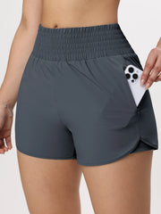 Women Side Zippered Pocket With Inner Lining Shorts Quick Drying Running Fitness Yoga Leisure Sport Shorts - Luxe Ladies Moda