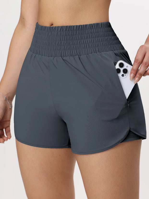 Women Side Zippered Pocket With Inner Lining Shorts Quick Drying Running Fitness Yoga Leisure Sport Shorts - Luxe Ladies Moda