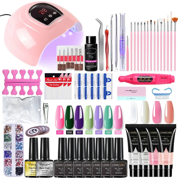 Nail Set Nail Gel Tools Kit 54W Nail Lamp 18/12/7 Colors UV Gel Nail Polish Kit Contains Nail Drill Machine Nail Kit