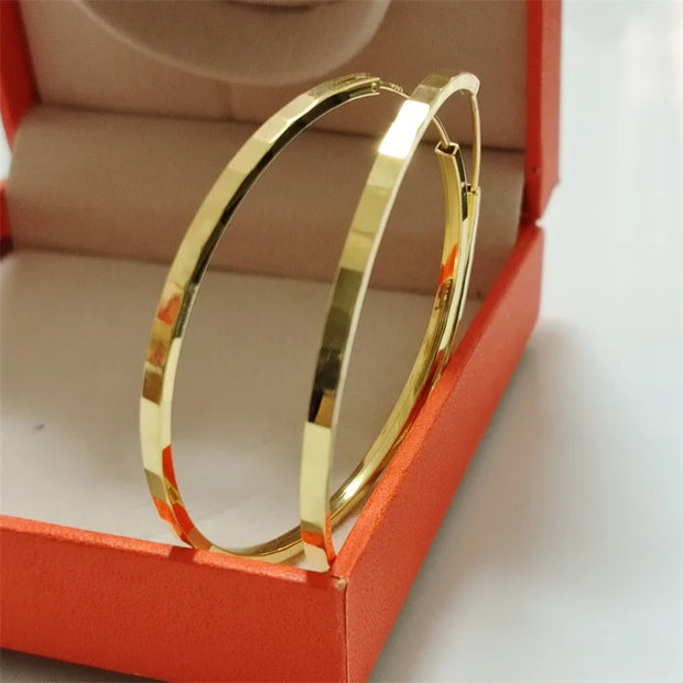 New Fashion18K Gold Plated Hoop Earrings For Women 925 Sterling Silver 2.0mm Fashion Earring 3/4/5/6CM - Luxe Ladies Moda