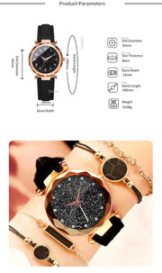5pcs Set Womens Watches Set Ladies Fashion Watch Black Female New Simple Casual Womens Analog WristWatch Bracelet Gift No Box - Luxe Ladies Moda