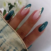 24pcs Detachable Almond French False Nails DIY Glitter Design Press on Nails Fake Nials DIY Manicure Nail Tips - Luxe Ladies Moda