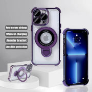New Strong Magsafe Magnetic Ring Stand for iPhone 16 15 14 13 11 12 Pro Max Plus Military Shockproof Slim Plating Clear Cover - Luxe Ladies Moda