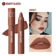 Beauty Glazed Matte Lipstick Pencil Waterproof Long Lasting Lip Balm 12 Colors Velvet Lip Liner Pen Lips Makeup Women Cosmetics - Luxe Ladies Moda