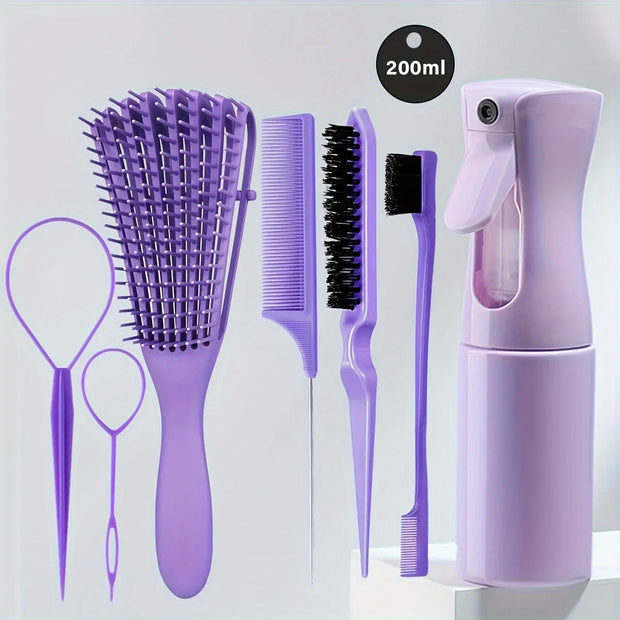 5-Piece Hair Styling Tools Set – Unscented Hair Care Kit with Octopus Detangler Brush & Comb for Curly/Normal Hair - Luxe Ladies Moda