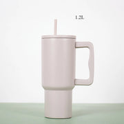 40 Oz Insulated Mug with Handle and Flip Top Straw Reusable Stainless Steel Water Bottle - Luxe Ladies Moda