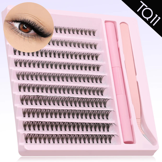 Eyelash Clusters Kit DIY Lash Extension Kit Lash Bond And Seal And Eyelash Tweezers With Waterproof Strong Hold - Luxe Ladies Moda