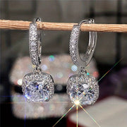 "Bright Square Zircon Women’s Earrings | Light Luxury Commuter Ear Hooks" - Luxe Ladies Moda