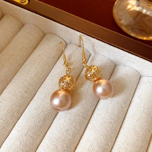 French Retro Geometric Pearl Necklace Earring Fashion Design Temperament Collarbone Chain Light Luxury High-end Jewelry Sets