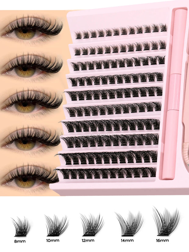 Eyelash Clusters Kit DIY Lash Extension Kit Lash Bond And Seal And Eyelash Tweezers With Waterproof Strong Hold - Luxe Ladies Moda