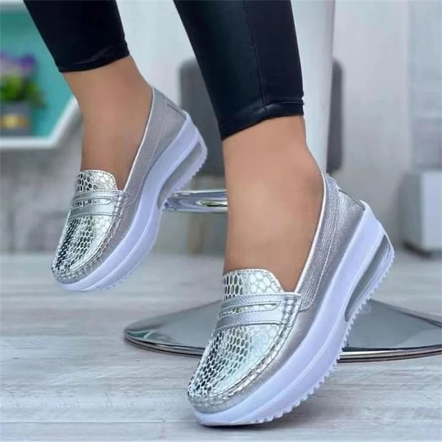 Plus Size 43 Casual Flat Shoes of Women 2024 Fashion Round Toe Low Top Wedge Platform Sneakers Comfort Non Slip Women Loafers - Luxe Ladies Moda