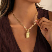 Gold/Silver Cross Pendant Necklace – Chunky Paperclip Chain with Toggle Clasp