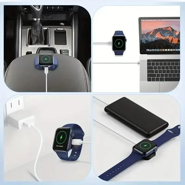 Portable Wireless Watch Charger Type C 8pin Two interfaces For Apple Watch S9 8 7 6 5 4 3 2 1 SE Ultra Series Fast Charger - Luxe Ladies Moda