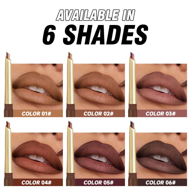 Matte 6-colors Lip Liner Pencil Bevel Design Nib Lip Contour Lipstick Nude Brown Lipstick Pencil Natural Lasting Lipliner Makeup - Luxe Ladies Moda
