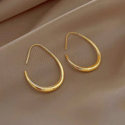 Silver Needle Geometric Oval Hoop Earrings - Luxe Ladies Moda