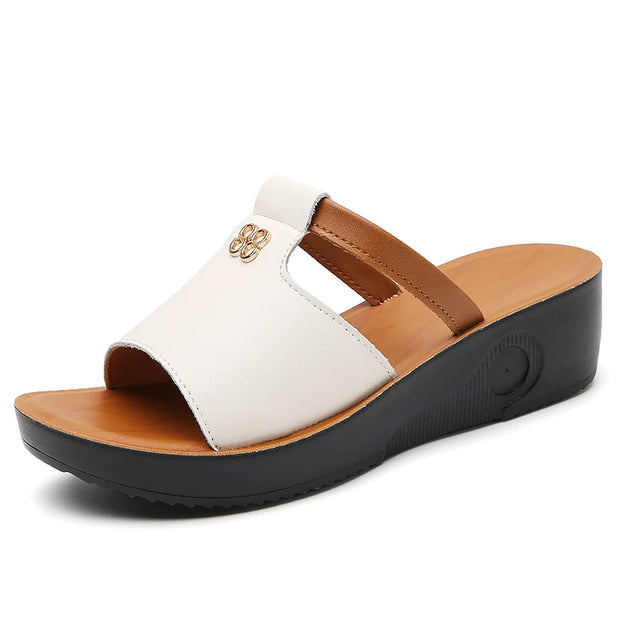 Summer Women Wedge Sandals Premium Orthopedic Open Toe Sandals Vintage Anti-slip Leather Casual Female Platform Retro Shoes