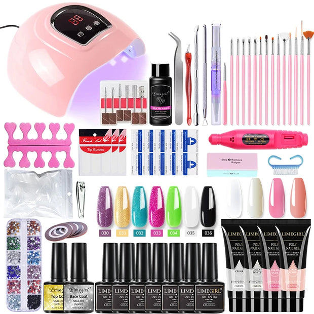 Nail Set Nail Gel Tools Kit 54W Nail Lamp 18/12/7 Colors UV Gel Nail Polish Kit Contains Nail Drill Machine Nail Kit