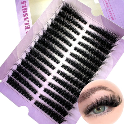 14Rows Fluffy Lash Clusters Thick Volume Eyelash Clusters Extensions 50D/80D Left/Right Individual Lashes Cat Eye Lash Extension - Luxe Ladies Moda