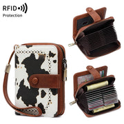 Anti-Theft Brush Bag for Ladies, Oil Wax Leather, Short Purse, European and American Retro, Multi-Function, organ Card Bag - Luxe Ladies Moda