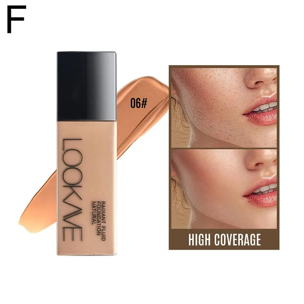 LOOKAVE Liquid Foundation Long Lasting Full Coverage Natural Matte Liquid Foundation Moisturizing Concealer CC Cream Base Makeup - Luxe Ladies Moda